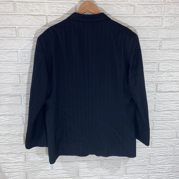 Hernando Trujillo Wool Blend Deep Navy Pinstripe Suit Jacket Size 44 - Picture 6 of 9